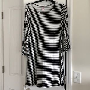 Black/white striped dress